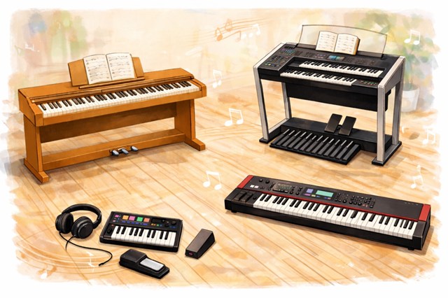 電子ピアノ、シンセサイザー、エレクトーン、キーボード